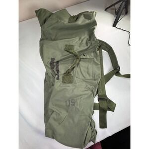Vintage US Military Canvas Duffel Bag Olive Drab Army Navy Sea Bag Backpack